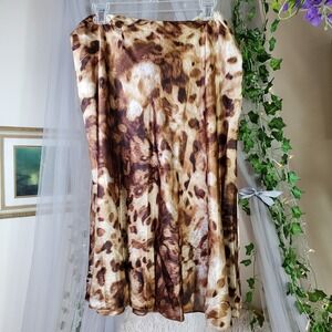 Dana Buchanan Animal Print Size 16 100% Silk Midi Fit & Flare Skirt EUC Business